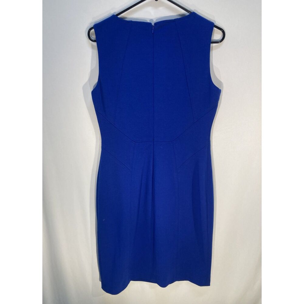 Ivanka Trump Royal Blue Sleeveless Sheath Dress 8 Gold Chain Neckline